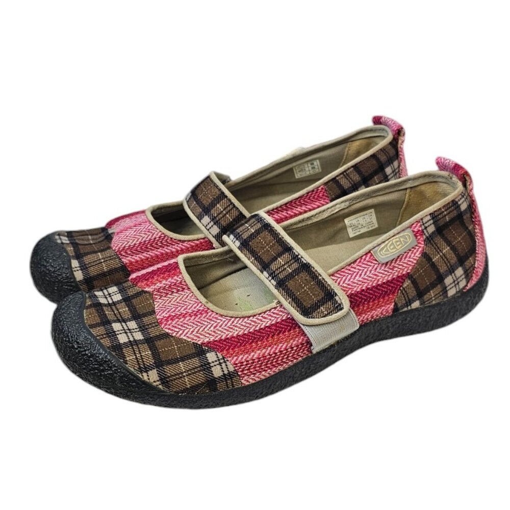 Keen Women's Plaid Mary Jane Flats - Pink and Brown